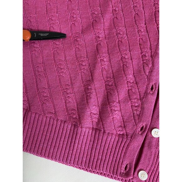 Petite Sophisticate Italian Merino Wool Pink Cable Knit Cardigan Sweater Small - Picture 8 of 16